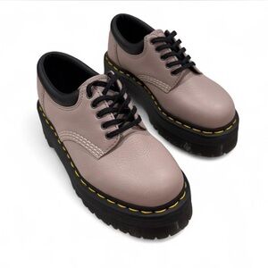NEW Dr. Martens 8053 Pisa Leather Quad Platform Oxfords Lace-Up Vintage Taupe, 5